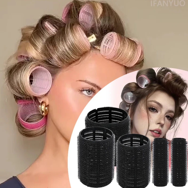 4- Hair Rollers Self Grip Hook Curlers Roller Bangs Salon No Heat