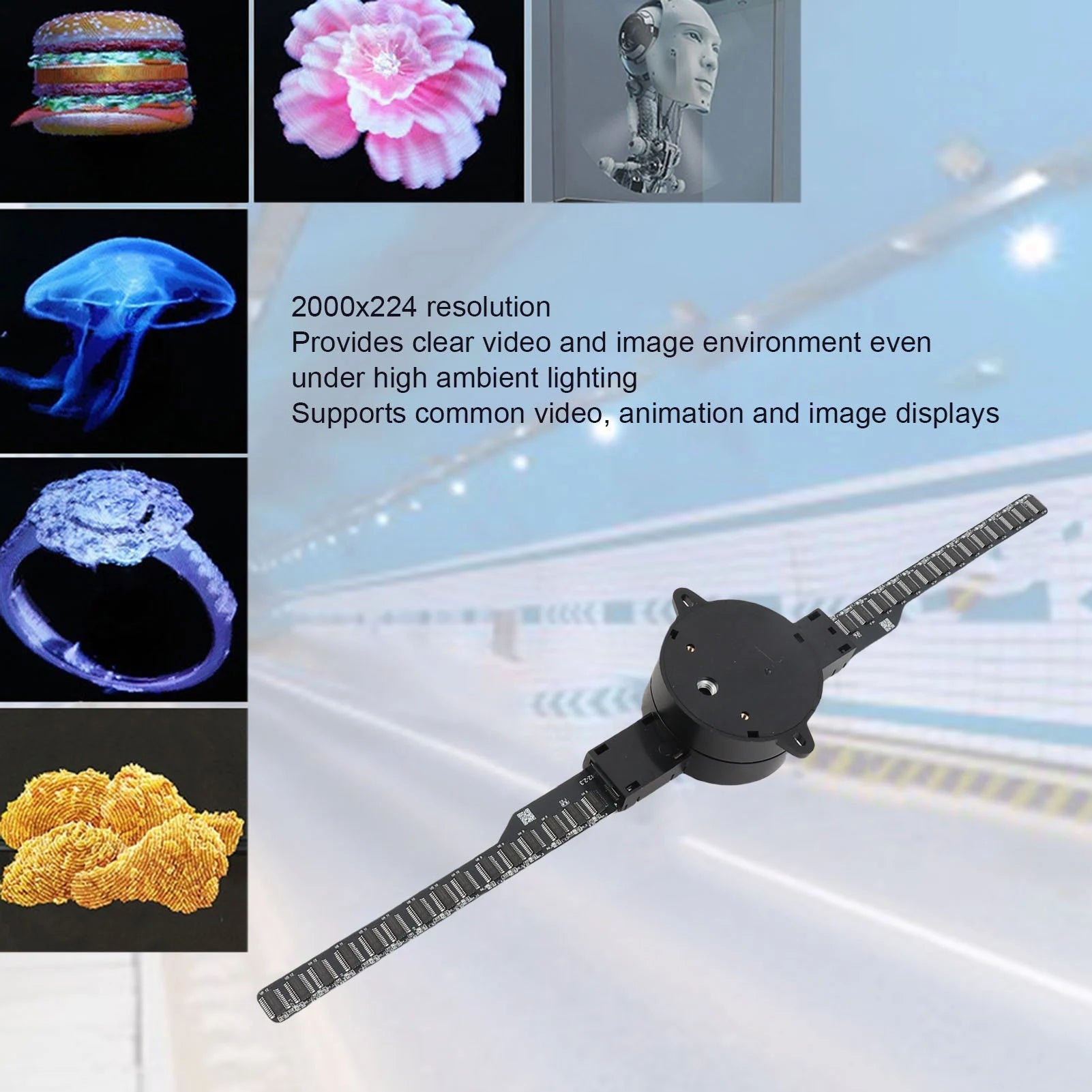 3D Hologram Fan 2000x224 Wifi Projector 224 LED Light Beads Business