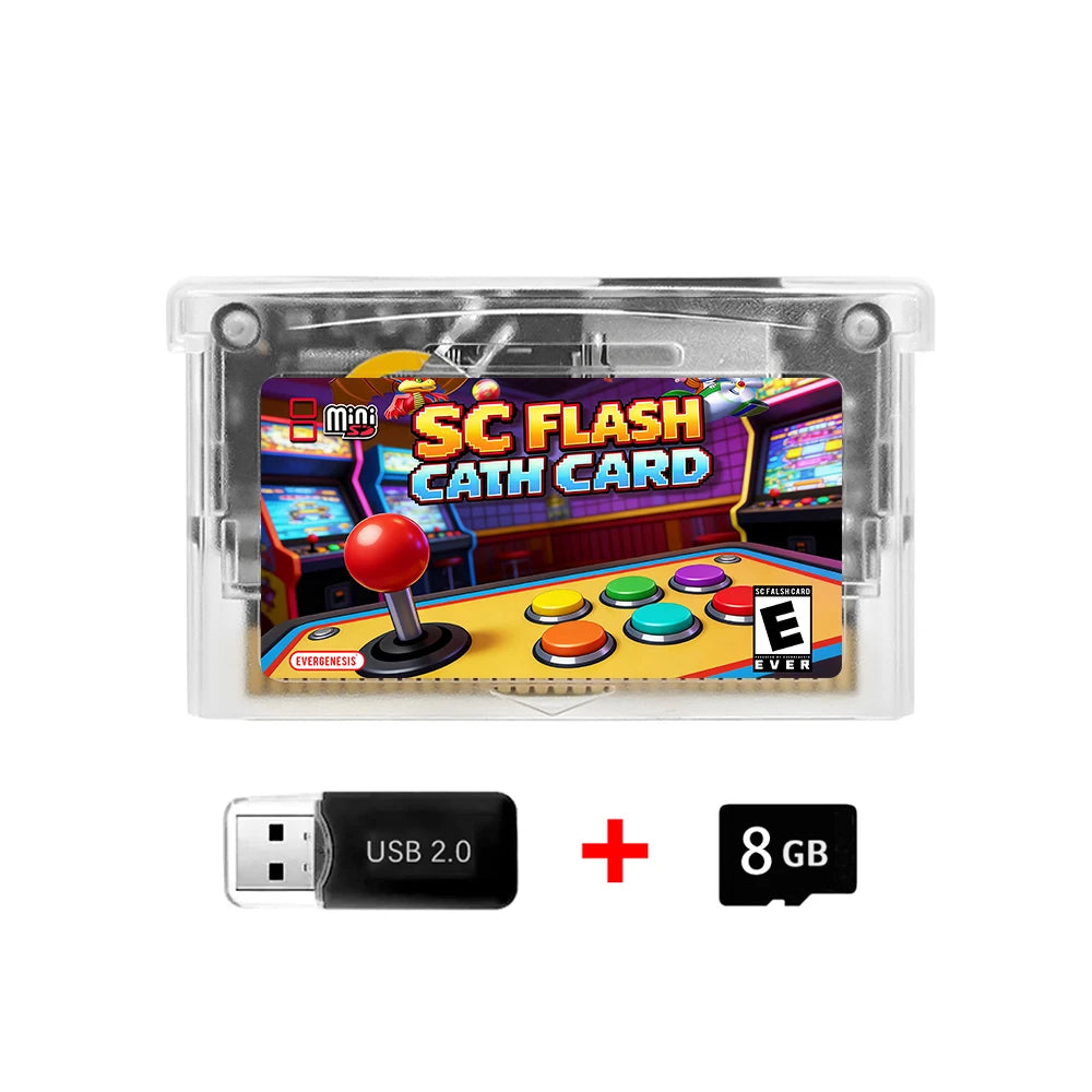 New 5000 in 1 SCFW V2.0 Mini SC Flash Card with 8G TF Card & Adapter for GBA GBC GB NES NDS Game Card Game Console Accessories Zpaxo White With 8G Card