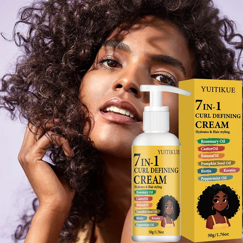 YUITIKUE 7-in-1 Curl Defining Cream – Bouncy Hydrated Curls Curl Defining Cream Zpaxo