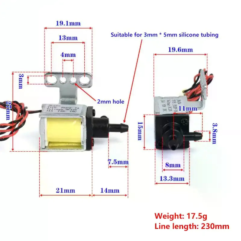 DC 12V Micro Electric Solenoid Valve 2-Way Normally Open Mini Air Water Valve Air Gas Water Flow Control Valve DIY Sweeper Robot Zpaxo