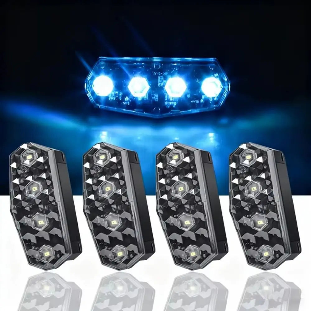 4Pcs Shake To Bright Solar Right-angle Warning Lights High Brightness Flashing Mode Vehicle Led Rear Light Waterproof Zpaxo