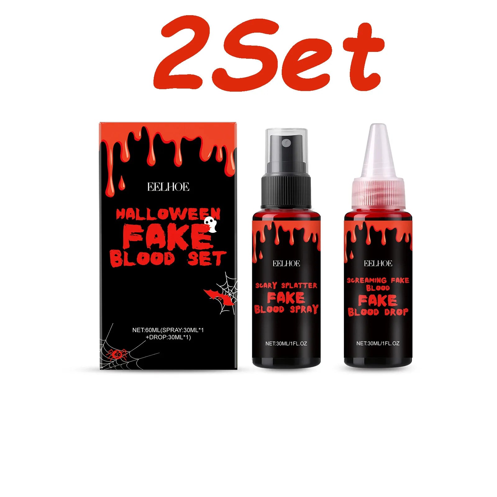 Halloween Fake Blood Set – Realistic SFX Makeup Drip & Spray Special Effects Makeup Zpaxo 2 Sets