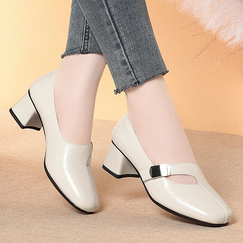 Light Mouth Single Shoes Soft Soles Mother Thick Heels Fashionable Zpaxo