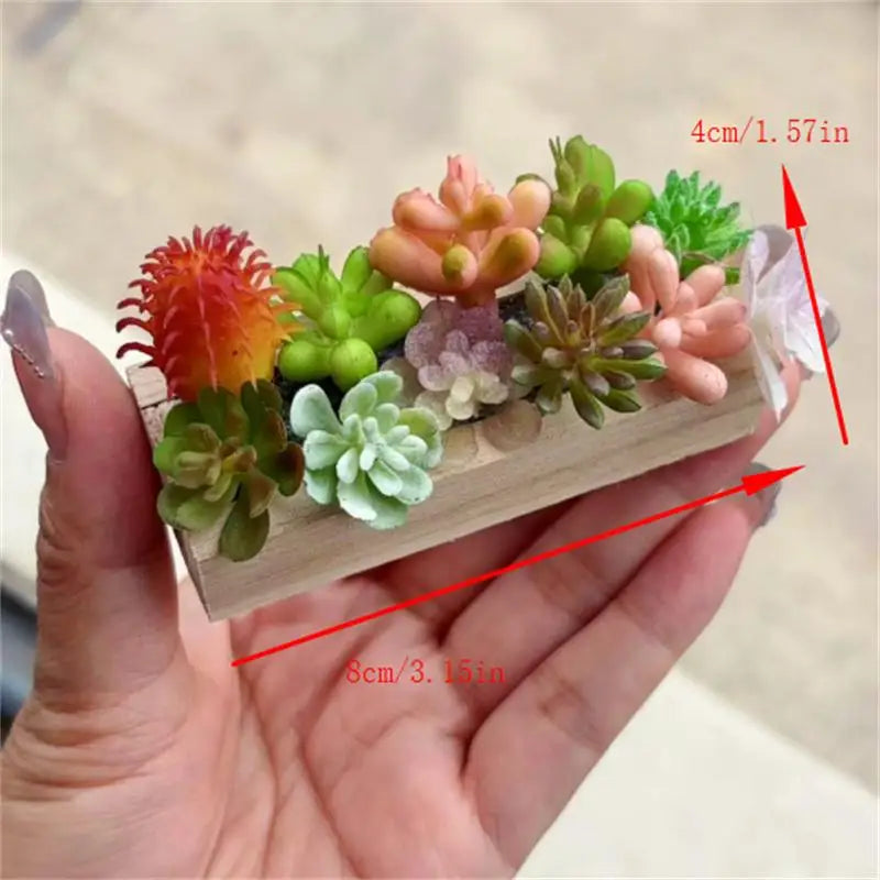 ▶1PCS Miniature Wooden Trough Simulation Green Plants Model Dollhouse Mini Landscape Garden Courtyard Scene Photography Prop Zpaxo 1PCS