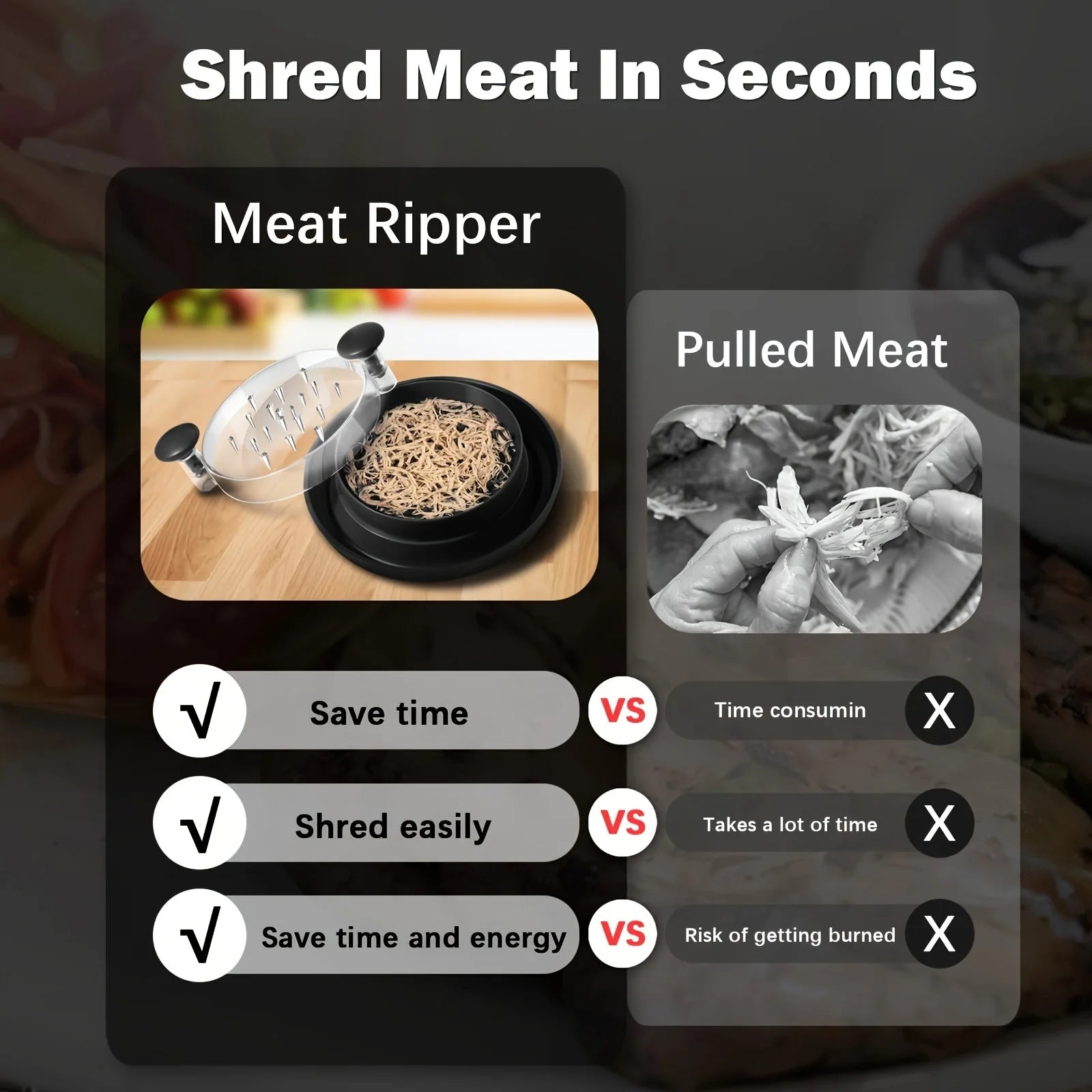 Upgraded Chicken Shredder Transparent Cover Large Anti-slip Rotating