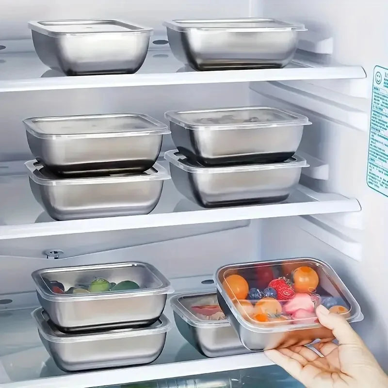 5pcs Stainless Steel Food Storage Stackable Meal Prep Boxes for Kitchen Fridge Lunch Ideal for Meal Prep Travel Kitchen Storage Zpaxo