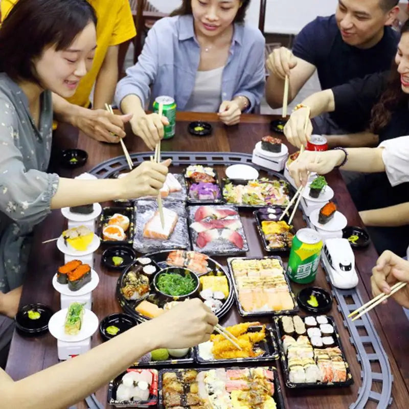 Rotating Battery Operated Train Set For Party Sushi Display Table Swing Plate Montessori Toys For Boys Girls Xmas Party Gifts Zpaxo