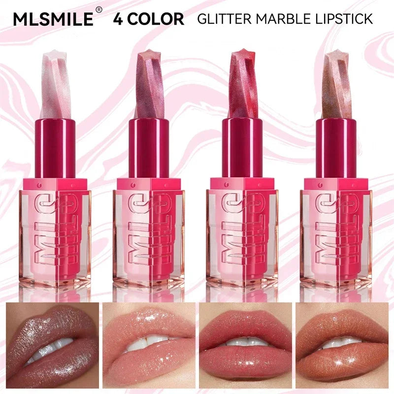 Pearlescent Glitter Lipstick Fine Shimmer Shiny Lip Blam Waterproof Long Lasting Moisturizing Lip Tint Pink Sexy Lips Makeup Zpaxo