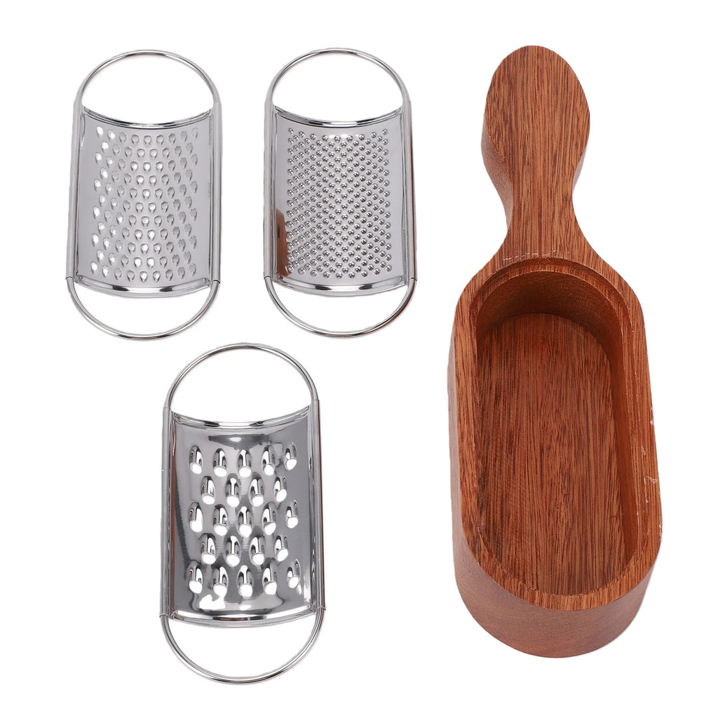 Wooden Handle Cheese Grater Manual Shredder Storage Space Handheld