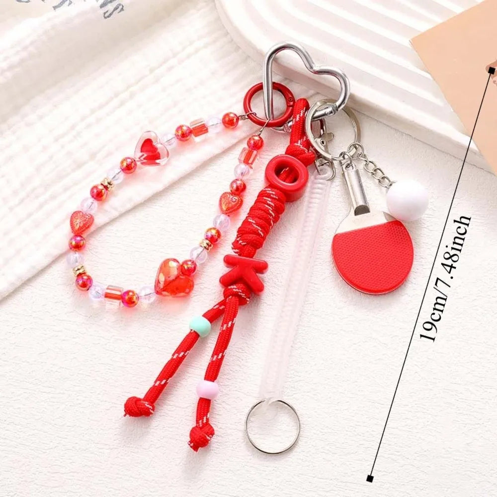 Table Tennis Racket Baseball Braid Rope Pendant Hanging Chain Stylish Zpaxo
