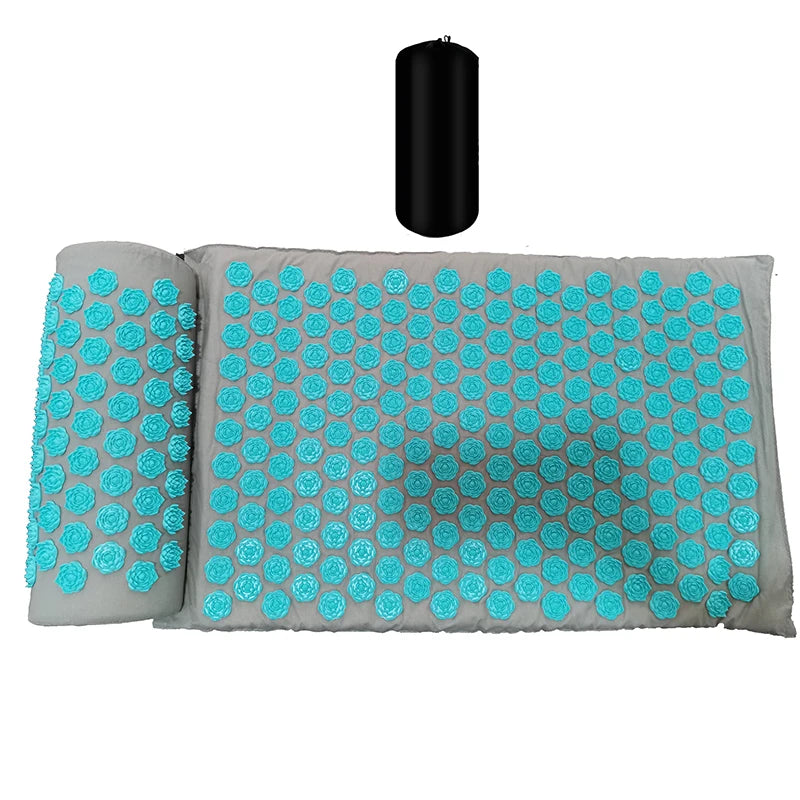 Massager Mat Shakti Mat Massage Yoga Mat Acupressure Relieve Stress Back Body Pain Spike Mat Acupuncture Massage Cushion Zpaxo lotus blue set