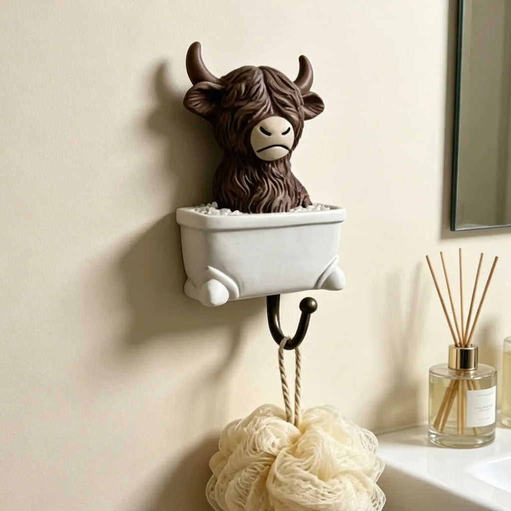 Towel Hooks Bathrooms Funny Resin Cow Figurines Bathroom Wall Hanger