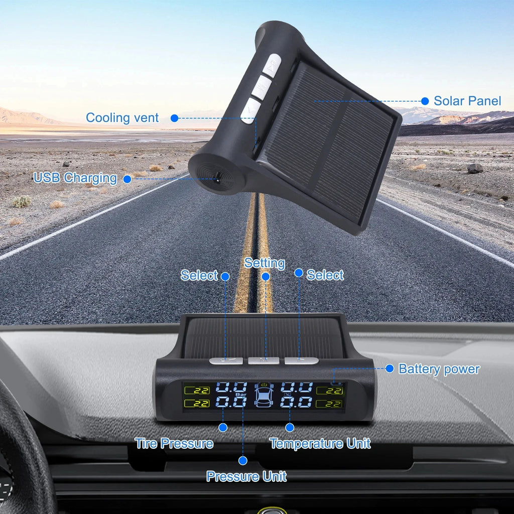 K01 TPMS Solar Sensor Intelligence Wireless Tire Pressure Monitoring