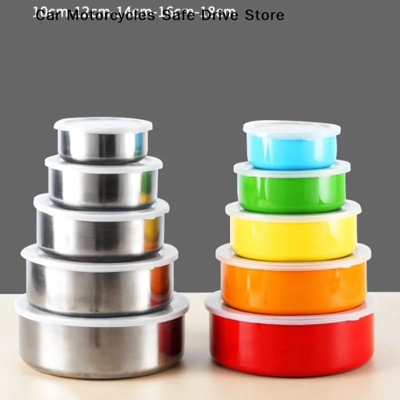 Colorful Stainless Steel Mixing Bowls Lids Stackable Storage Deep
