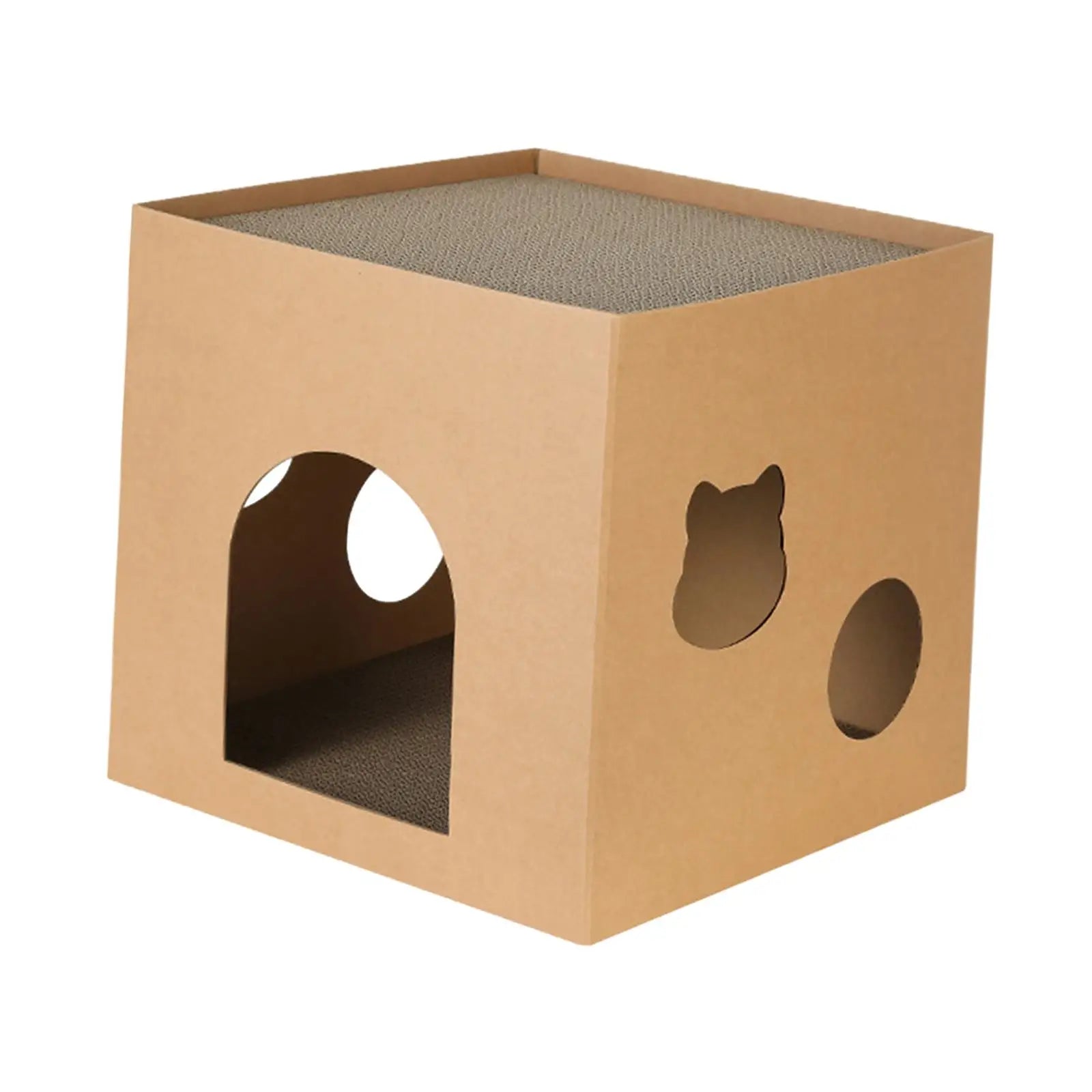 Cat Cardboard House with Scratch Pads Corrugated Cardboard Scratcher Cat Box Cats Bed for Cat Rabbit Small Animals Bunny indoor Zpaxo Brown S