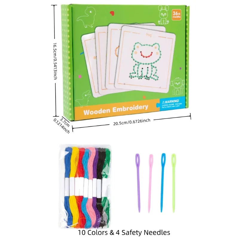 Wooden String Art Lacing Board Dinosaur Animal Threading Card DIY