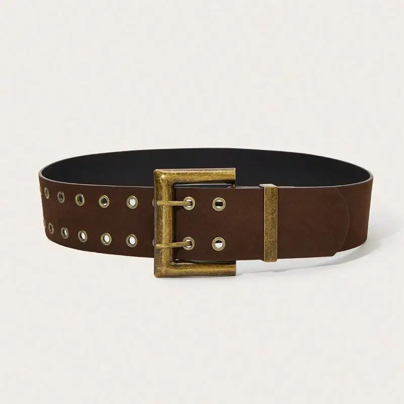 Retro Suede Rivet Belt Punk Gothic Western Cowgirl Wide Cummerbunds Zpaxo