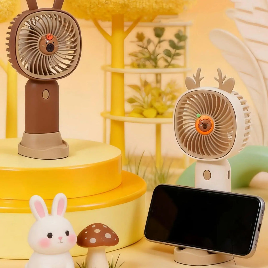Portable Fan Rechargeable 3 Speed Cartoon Handheld Mini Cute USB Desk