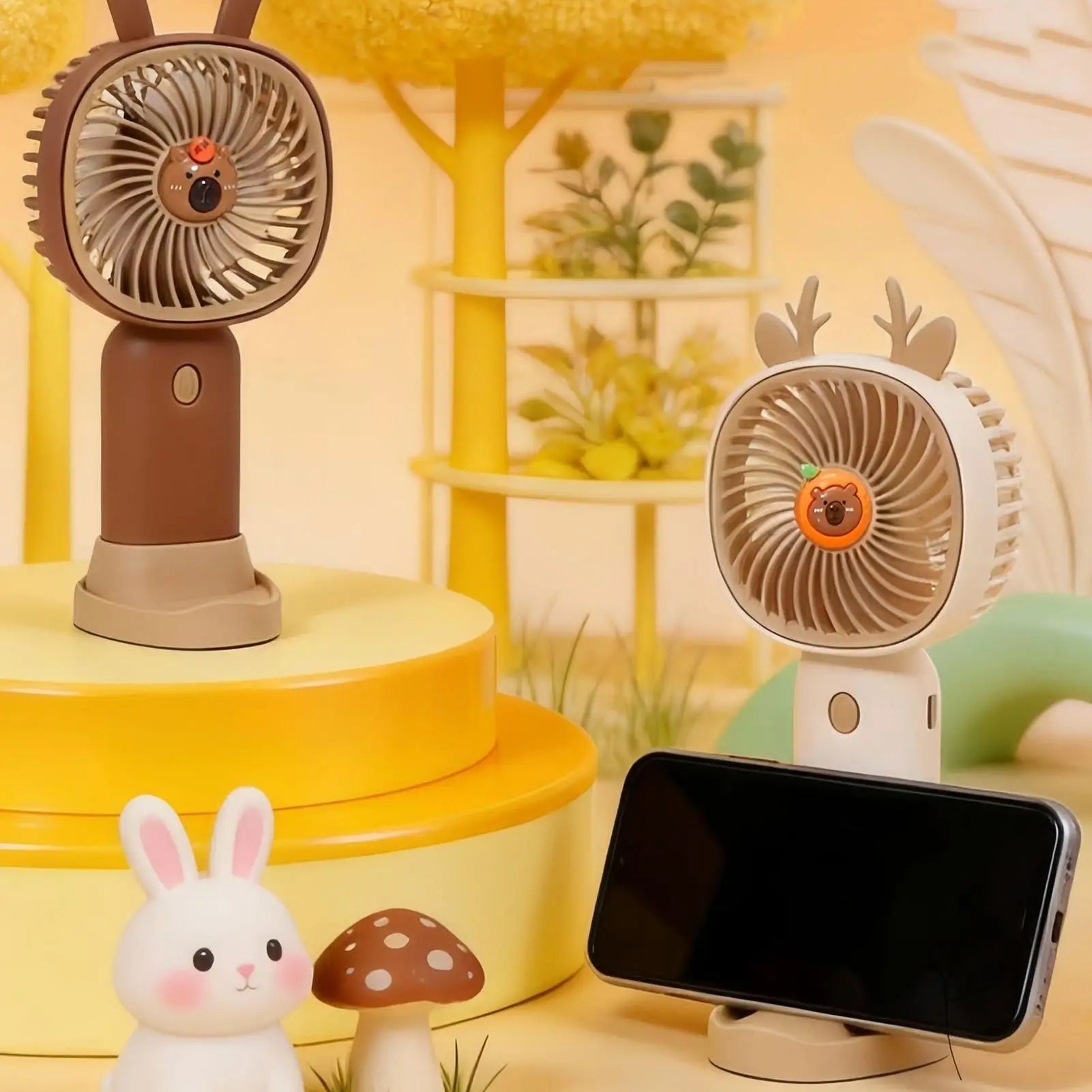 Portable Fan Rechargeable 3 Speed Cartoon Handheld Mini Cute USB Desk
