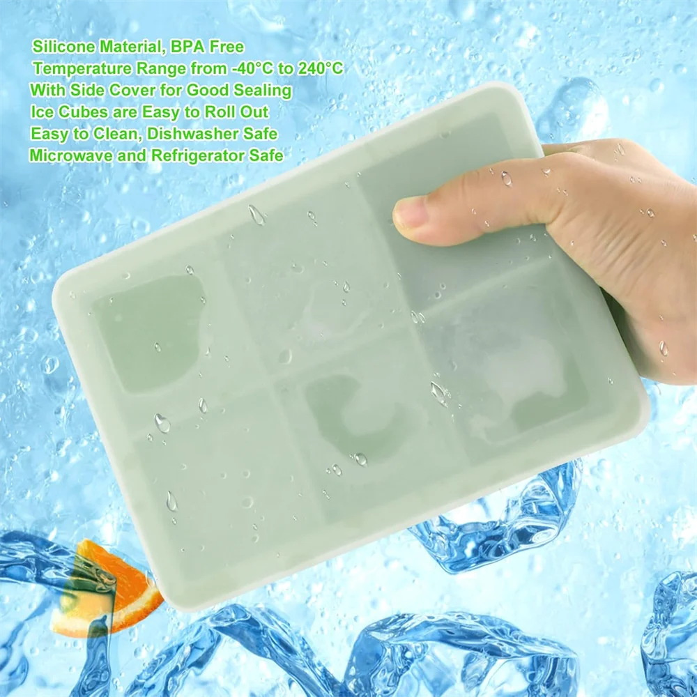 Large Ice Cube Tray Lid Stackable Big Silicone Square Mold Whiskey Zpaxo