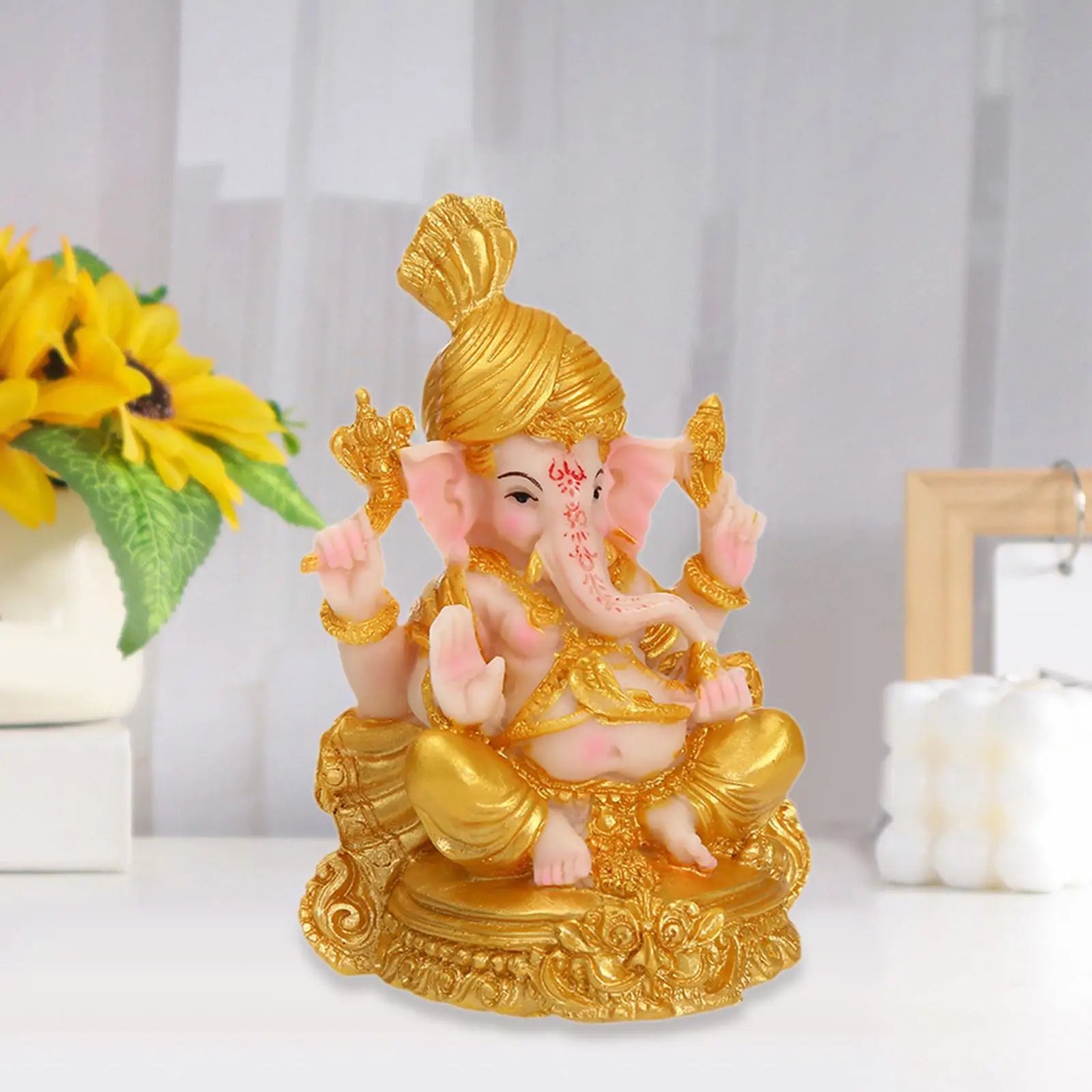 Resin Elephant Buddha Statue Craft Decorative Collectible Sculpture Carving Figurine for Bedroom Yard Home Garden Bookshelf Zpaxo Default Title