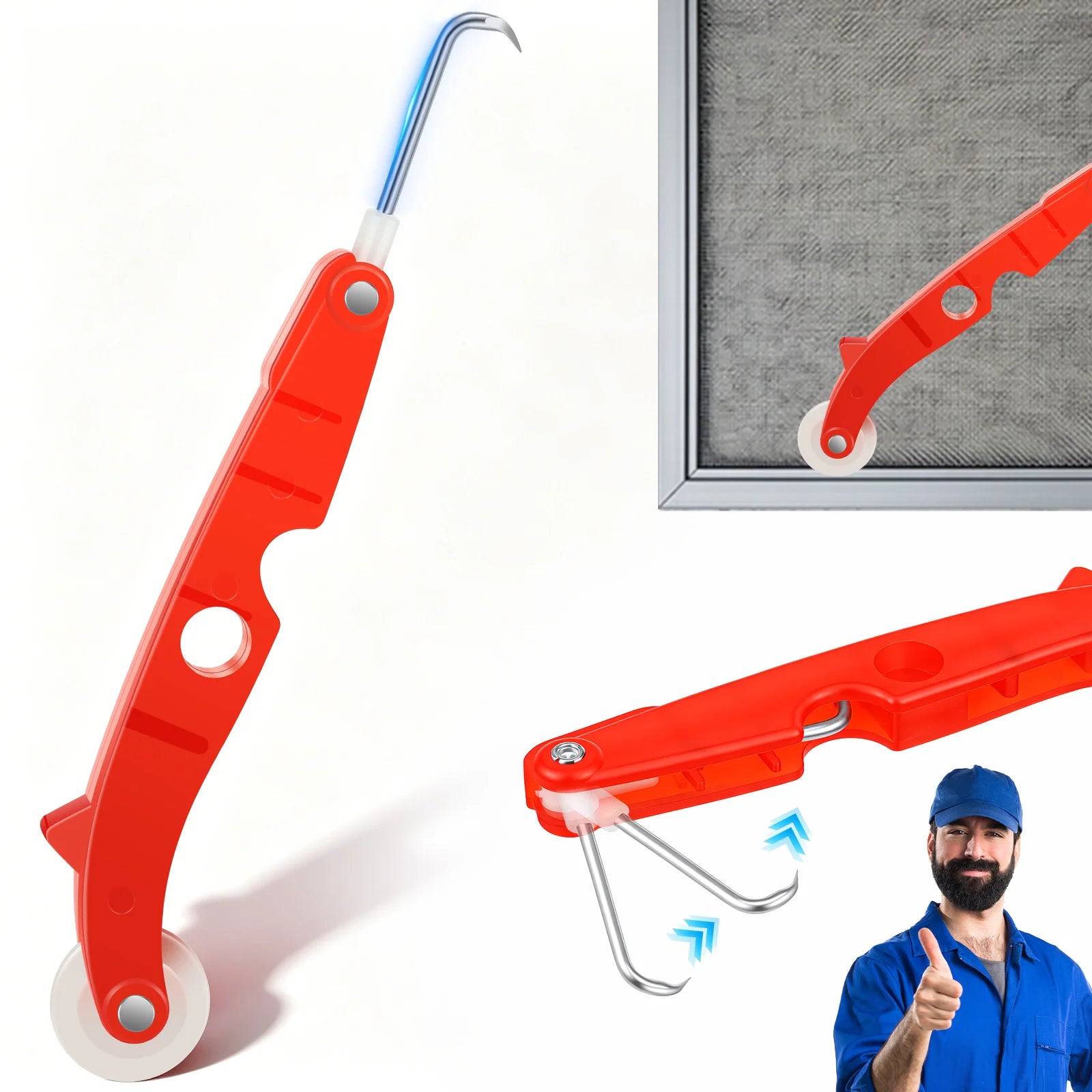 Screen Spline Roller Tool 2 in 1 Window Screen Repair Tool Screen Installation Removal Tool with Hook for Door Window Mesh Zpaxo