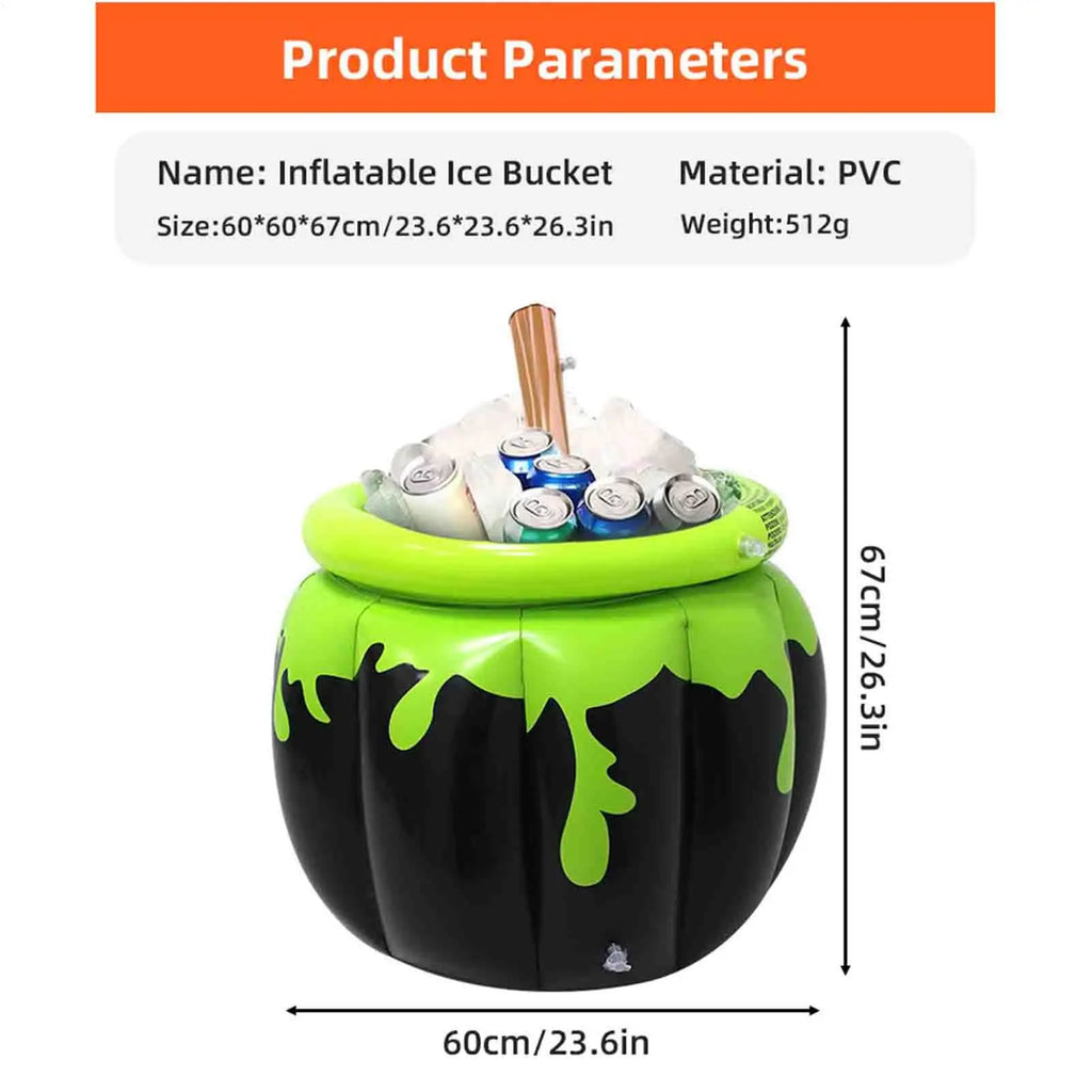 Halloween Inflatable Cooler Cauldron Ice Bucket Blow Up Beverage