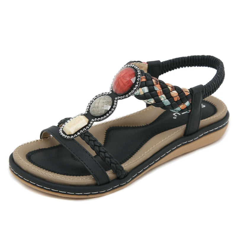 Summer 2025 Soft Bottom Flat Sandals Women Versatile Fashionable Zpaxo G923-1 Black 42 China Mainland