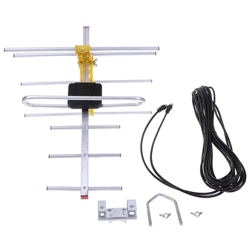 Outdoor 100Mile Amplified 8 Yagi Antenna HD TV 10dB Long Range UHF/VHF/FM HDTV Zpaxo