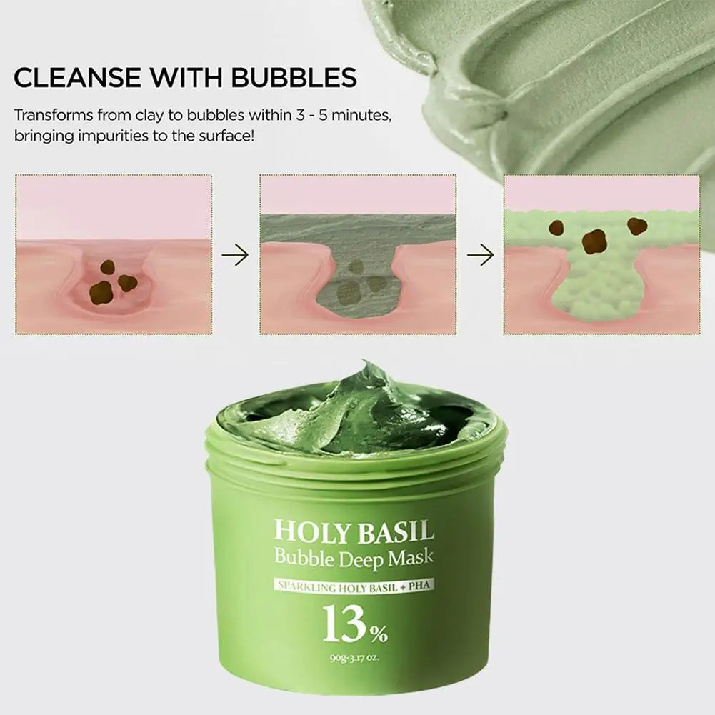 Holy Basil Sparkling Bubble Mask – Blackhead & Pore Minimizer Bubble Face Mask Zpaxo