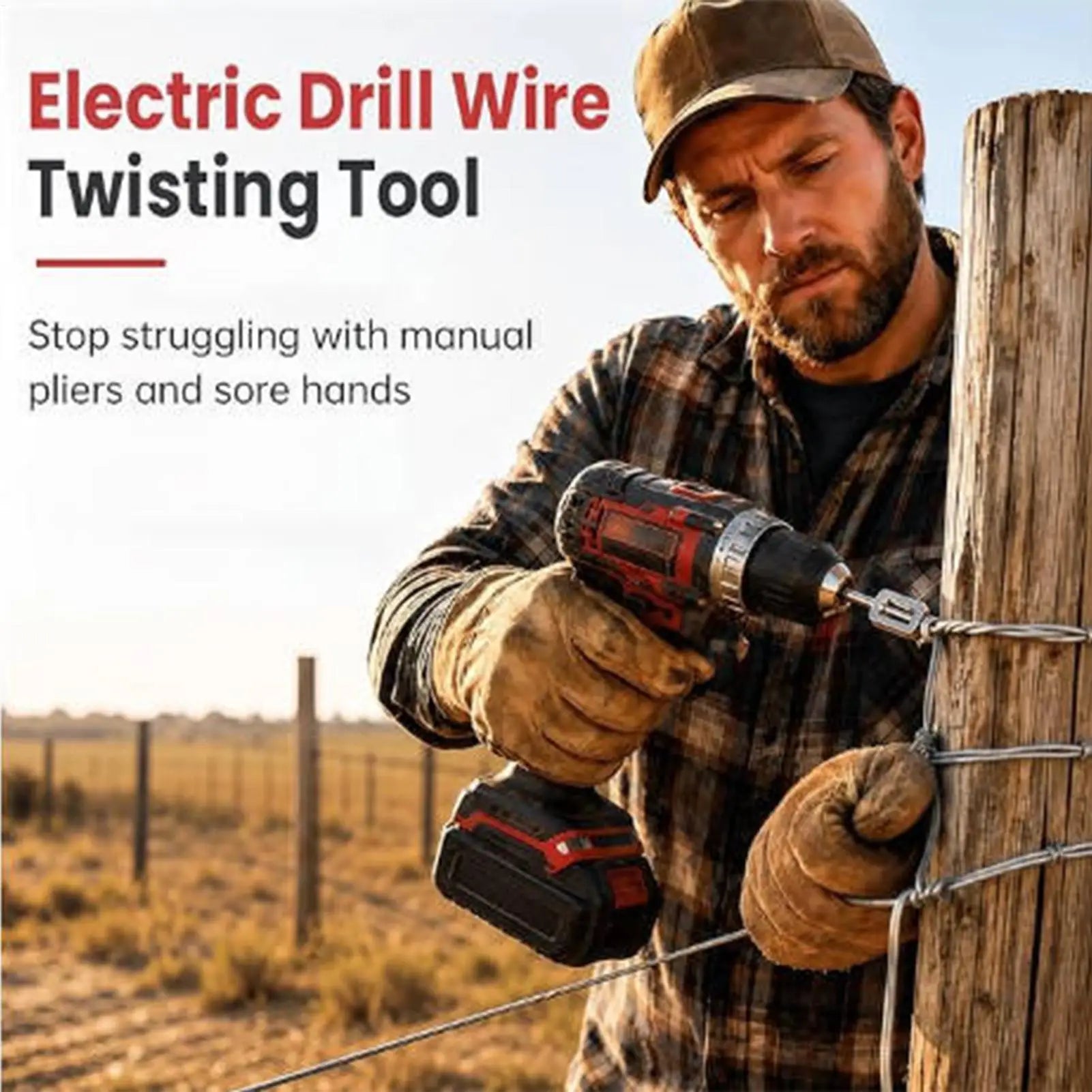 Drill Wire Twister Heavy Duty Cable Winding Tool Carbon Steel Fence
