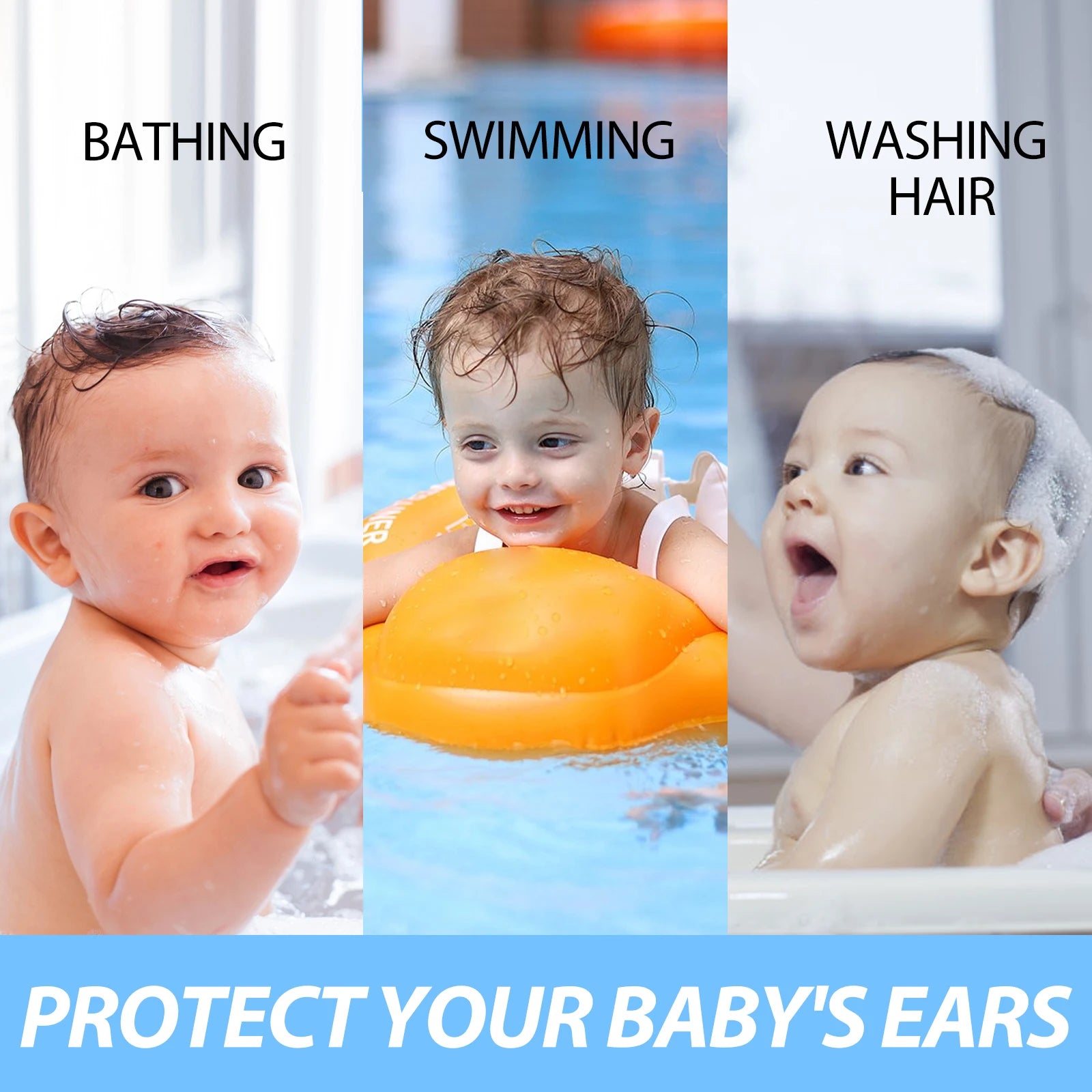 Baby Waterproof Ear Plugs Baby Swimming, Bathing, and Hair Washing Ear Protection Stickers Zpaxo
