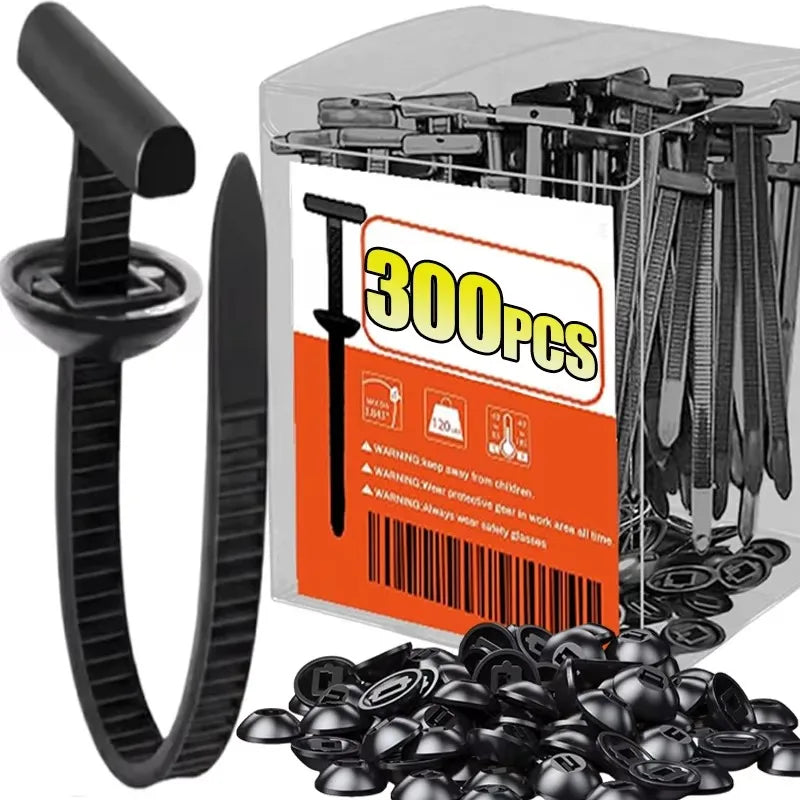 Cables Tie Universal Nylon Tie with Pin Button Fasteners Plastic Self-Locking Motorcycle Car Black Fastening Strap Cable Tie Zpaxo