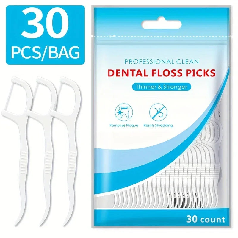 Floss Family Ultra-fine Toothpick Disposable Flat Portable Flossing Zpaxo 30PCS