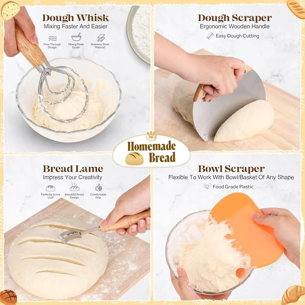 Professional Sourdough Bread Starter Kit 37 PCS Sourdough Bread Baking Supplies with Starter Jar Bread Sling Dough Whisk Bags Zpaxo