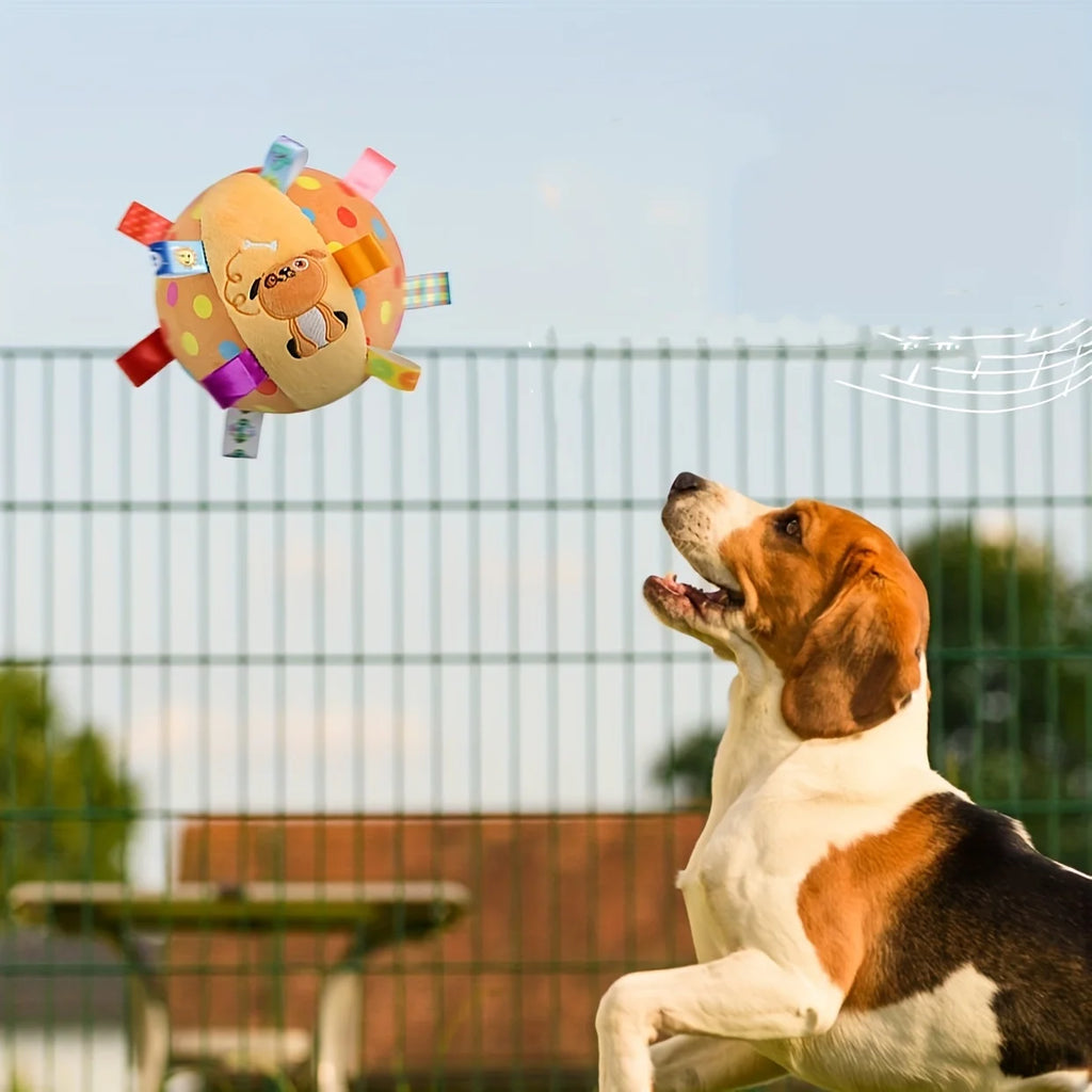 Plush Dog Vocal Toy Ball Funny Interactive Pet Toys Bells Cleaning