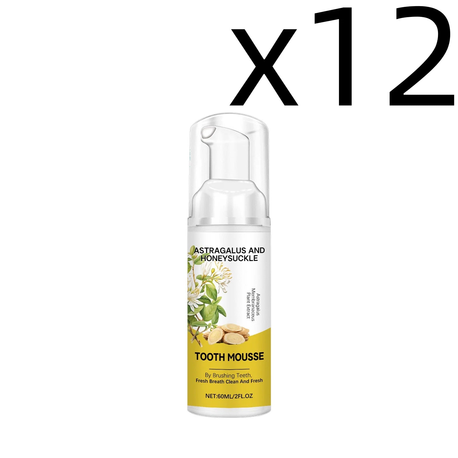 Astragalus Foam Toothpaste Mousse – Whiten & Freshen Breath 60ml Foam Toothpaste Mousse Zpaxo 60ml X 12PCS