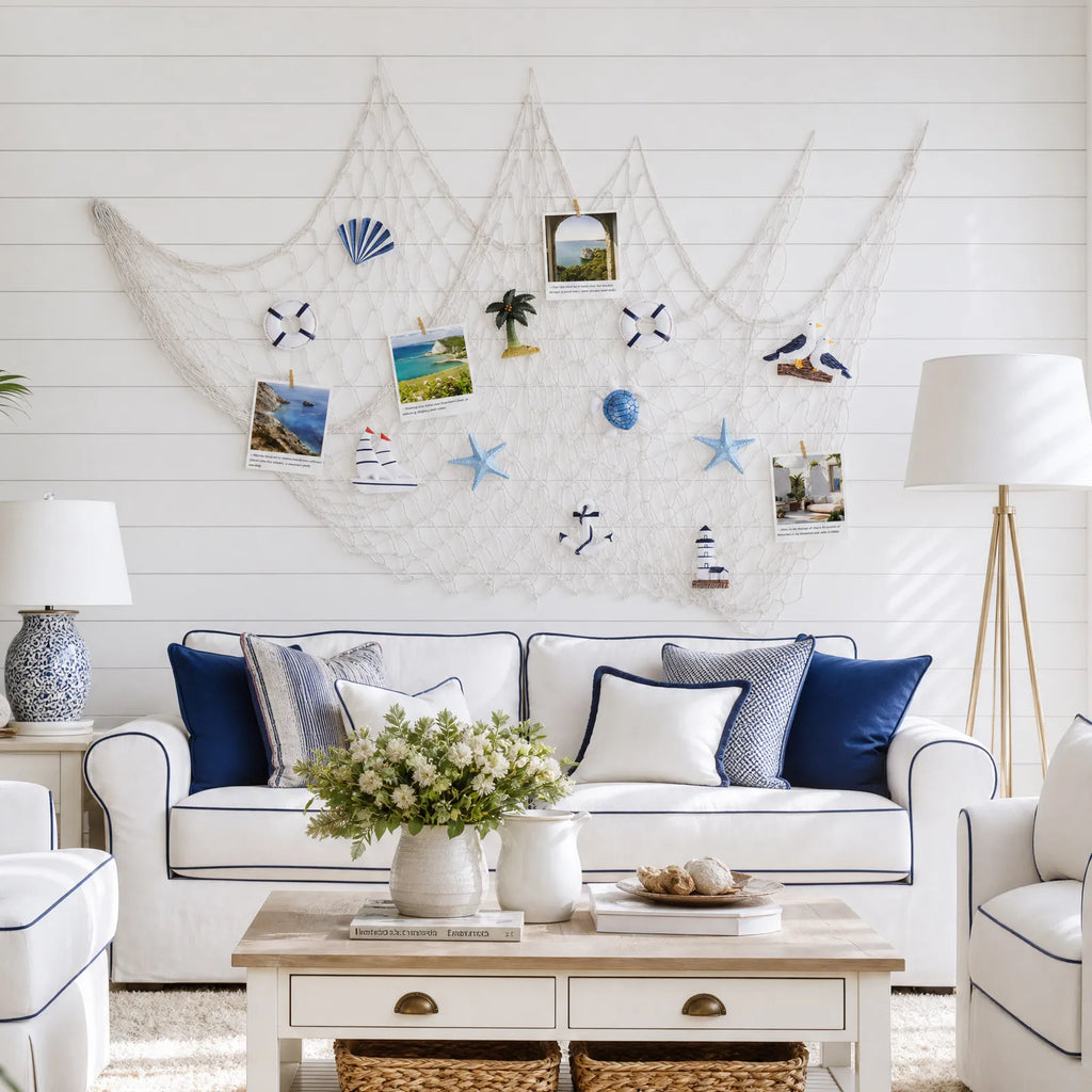 White Fishing Net Nautical Seaside Decor Beach Party Home Wall