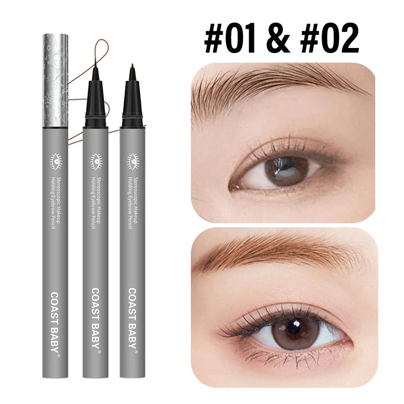 1/2PCS Long Lasting Sweatproof Waterproof Liquid Eyebrow Pencil Fine EyeLiner Pen Eyebrow Enhancers Eyebrow Brush Makeup Zpaxo 01 Add 02-2Pc