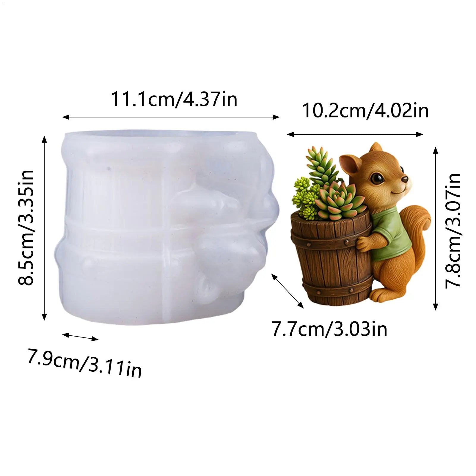 Pen Holder Mold 3D Squirrel Silicone Organizer Plaster Concrete Planter Mold for Organizer Container Flower Pot Clay Craft Zpaxo