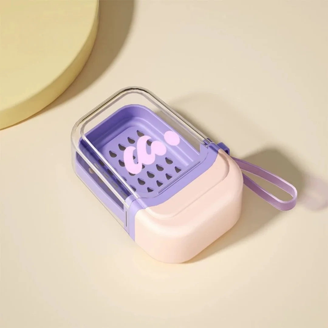 Soap Case Travel Leakproof Container Lid Traveling Camping Gym Zpaxo Pink purple-1pc