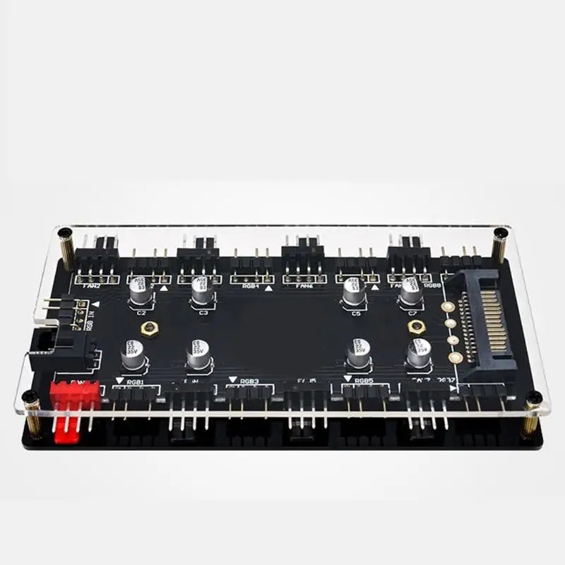 652F PWM 5V 3Pin ARGB with Power 2-in-1 Hub 8-Way Fan Adapter Zpaxo
