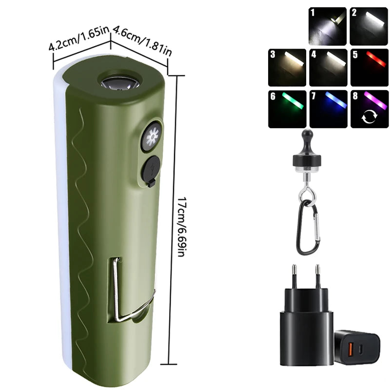 RGB LED Camping Lantern – Rechargeable Hook Tent Lamp
