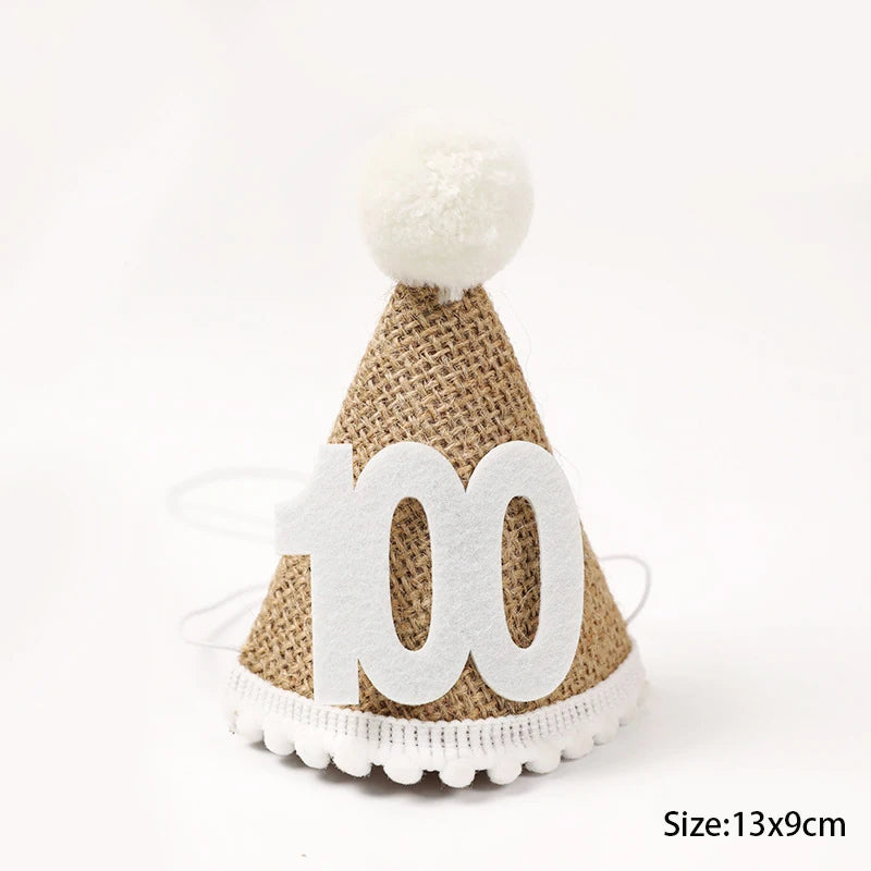 First Birthday Hat Crown Burlap Cap Kids Boy Girl Newborn 1st 2rd 3th