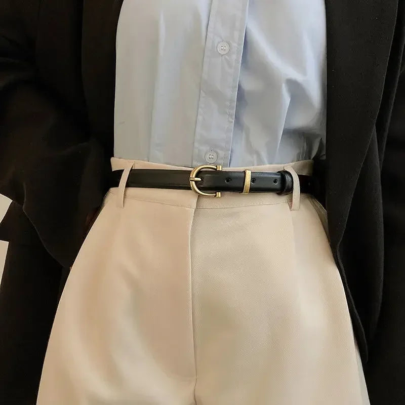 Luxury Designer Women Belt Leather Female Fashion Metal Buckle
