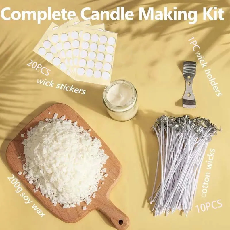 Natural Soy Wax Flakes 200g Candle Making Kit – Wicks Included Candle Making Kit Zpaxo SET 1