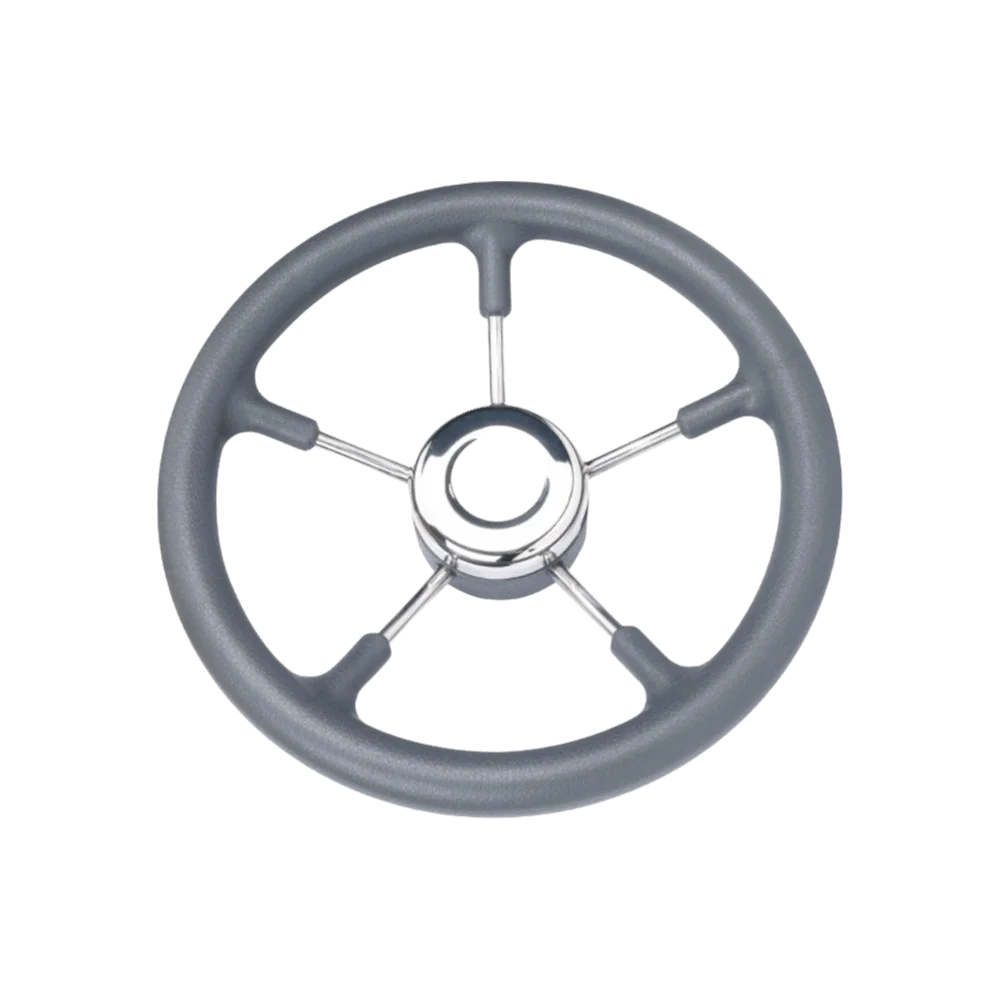 Stainless Steel Boat Steering Wheel 5-Spoke Design Polished Marine Steering Wheel Anti-Skid Black Foam Grip Yacht Accessories Zpaxo Grey
