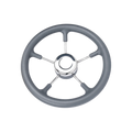 Stainless Steel Boat Steering Wheel 5-Spoke Design Polished Marine Steering Wheel Anti-Skid Black Foam Grip Yacht Accessories Zpaxo Grey