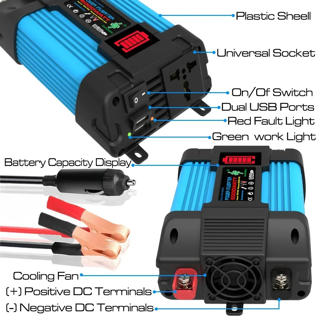 6000W 4000W Heavy-duty Power Inverter Professional 12V DC 110V 220V Zpaxo